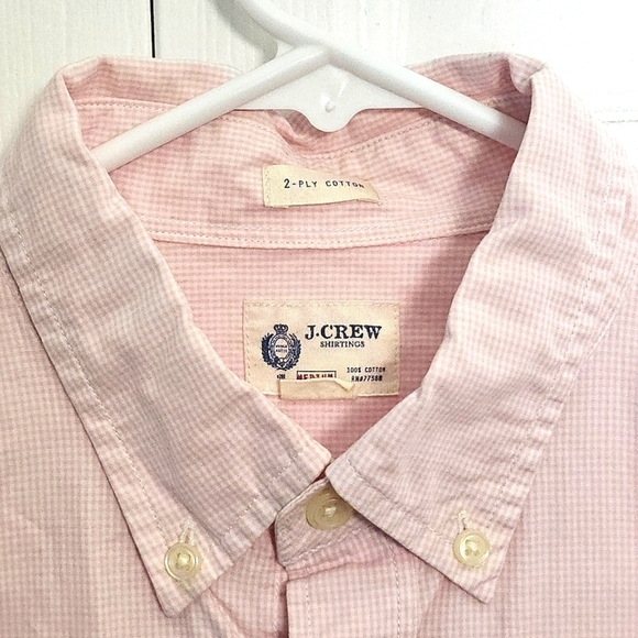 J. Crew Shirtings Men's Button Down Shirt Pink Medium Checked Business Preppy - Picture 3 of 10